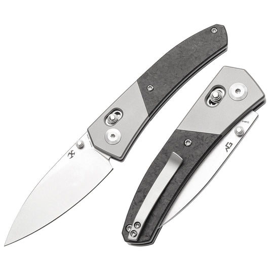 Kansept Dako K1101V1 front view – 3.19" stonewashed CPM S35VN drop point folding knife