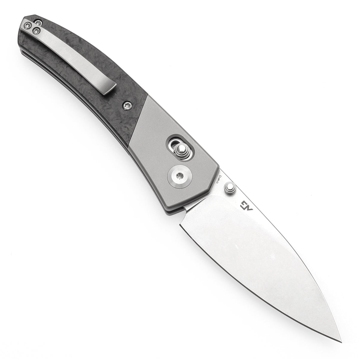 Kansept Dako K1101V1 open position showing CPM S35VN drop point blade