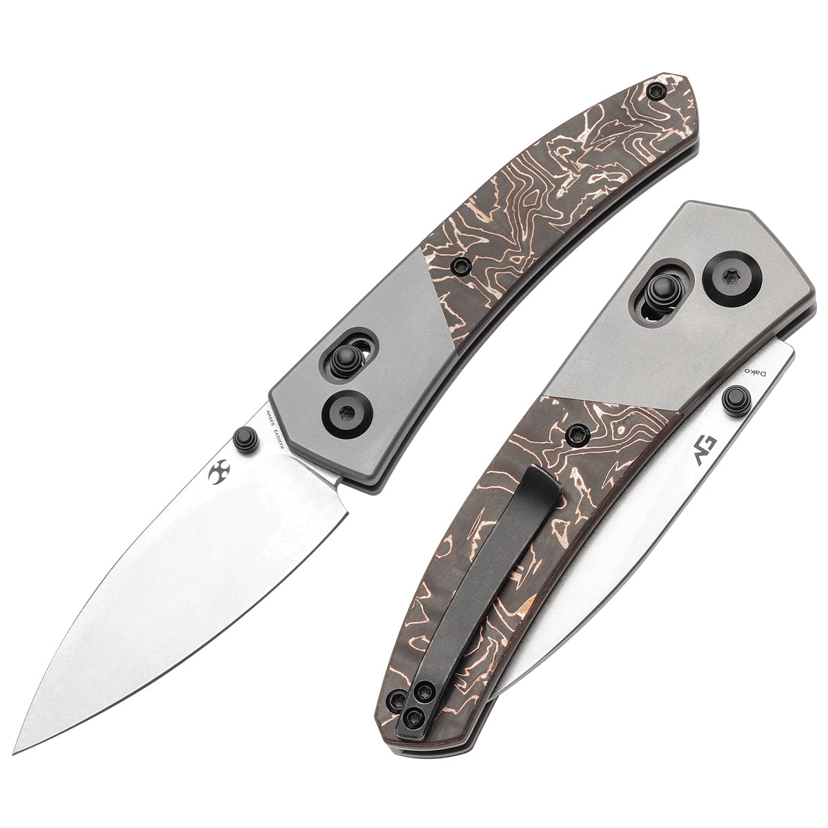 Kansept Dako K1101V2 front view – 3.19" stonewashed CPM S35VN drop point folding knife