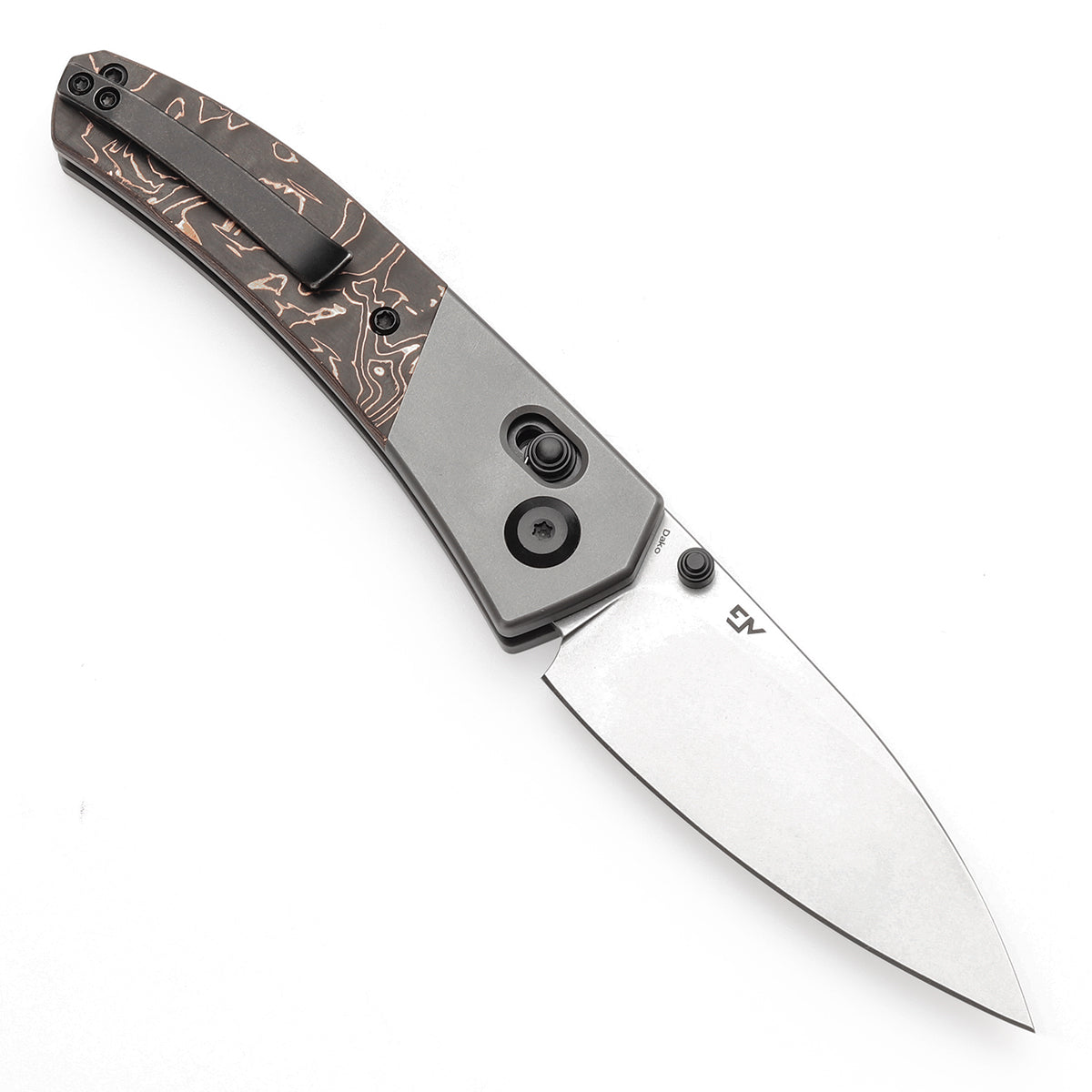 Kansept Dako K1101V2 open position showing CPM S35VN drop point blade