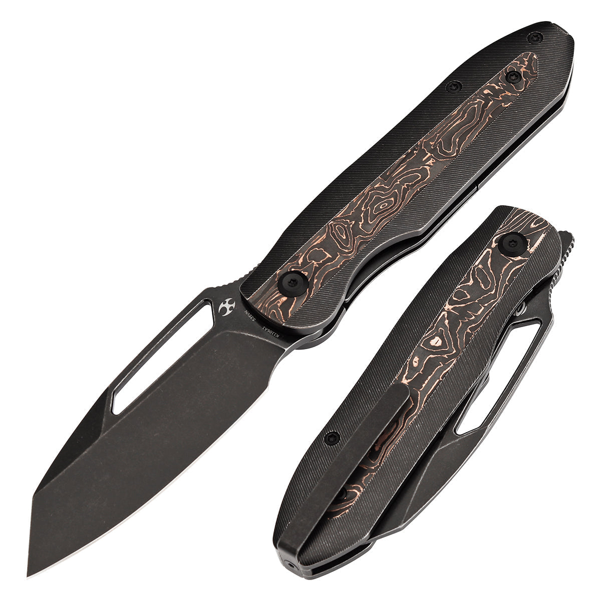 Kansept Thunderhead K1106A1 front view – 3.58" blackwash CPM S35VN tanto folding knife