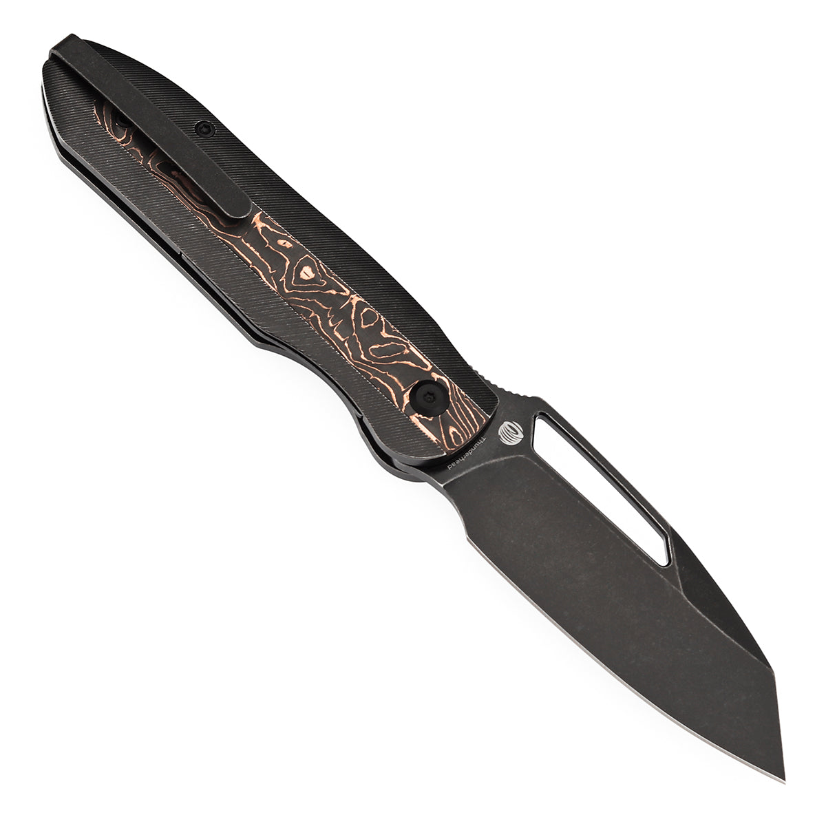 Kansept Thunderhead K1106A1 open position showing blackwash CPM S35VN tanto blade