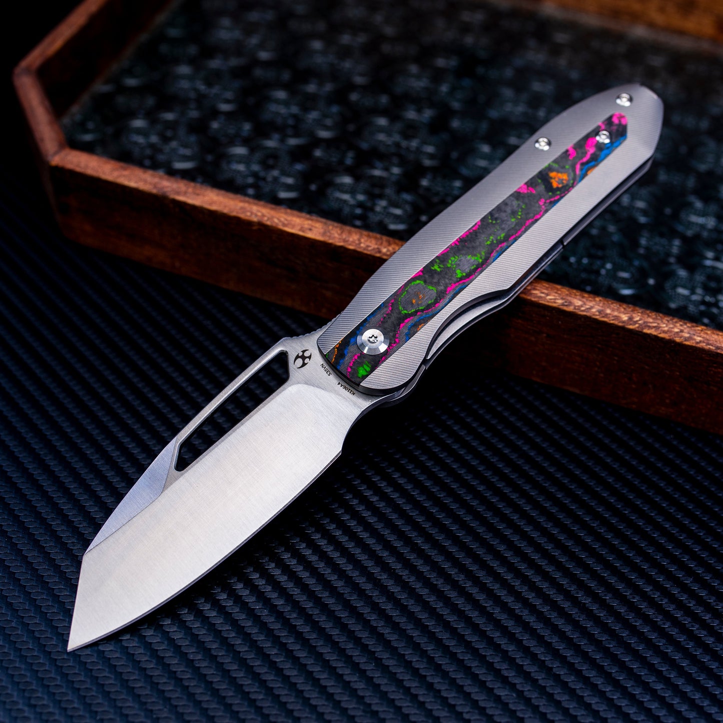 Kansept Thunderhead K1106A4 front view – 3.58" satin CPM S35VN tanto folding knife