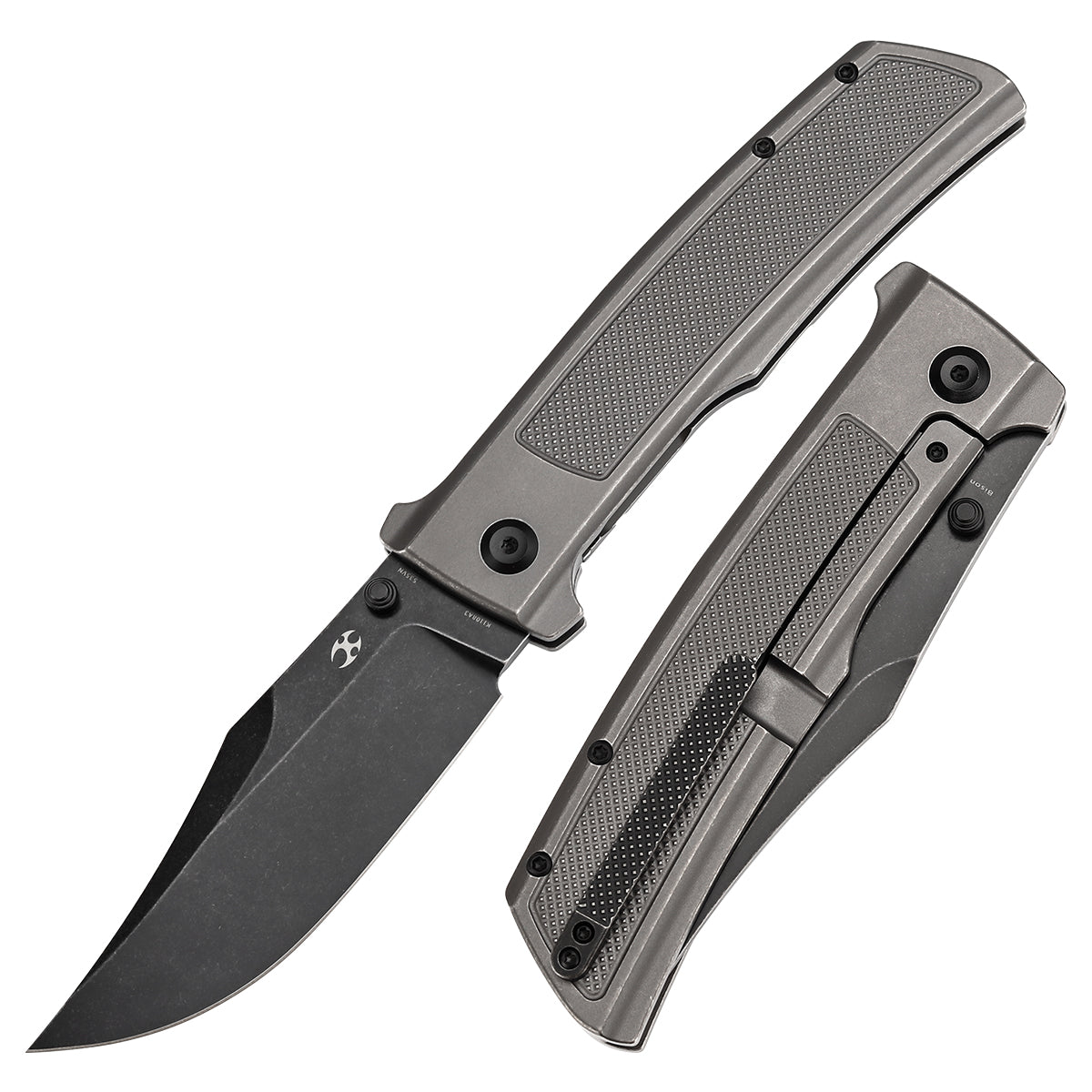 Kansept Bison K1108A3 front view – 4.25" blackwash CPM S35VN clip point folding knife