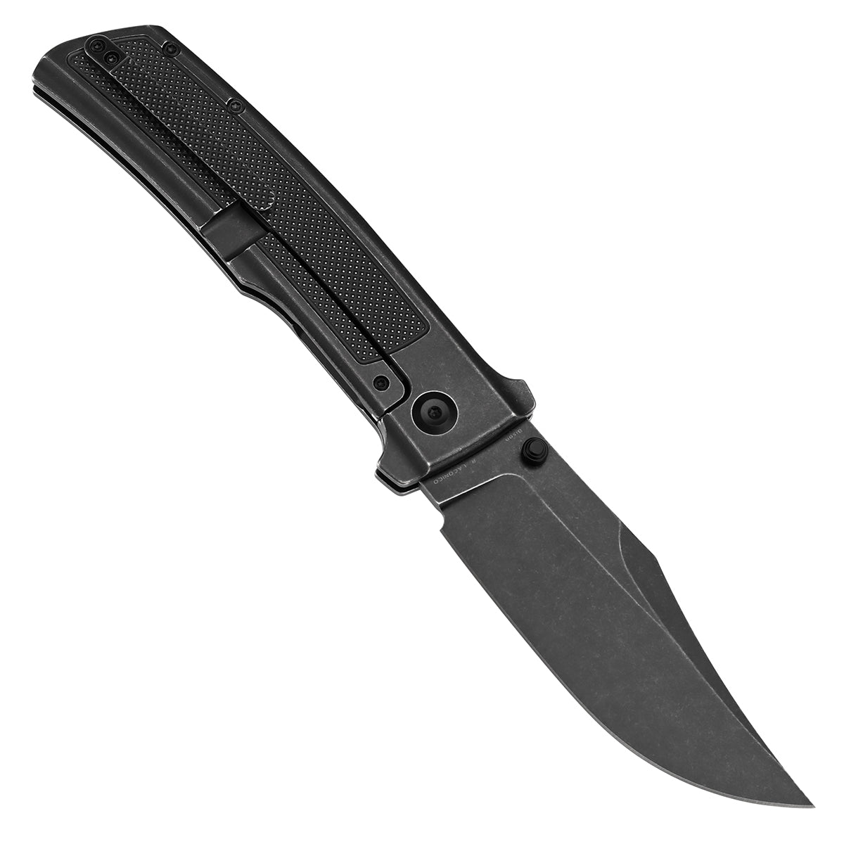 Kansept Bison K1108A4 open position showing CPM S35VN clip point blade