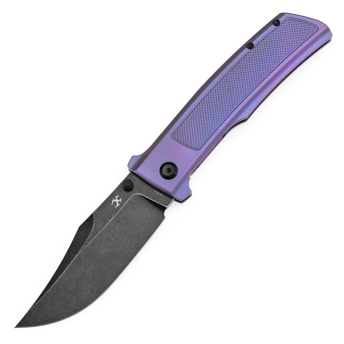 Kansept Bison K1108A5 blade detail – blackwash CPM S35VN clip point
