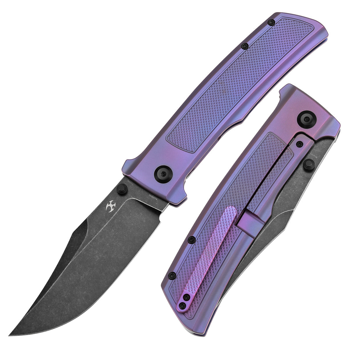 Kansept Bison K1108A5 front view – 4.25" blackwash CPM S35VN clip point folding knife