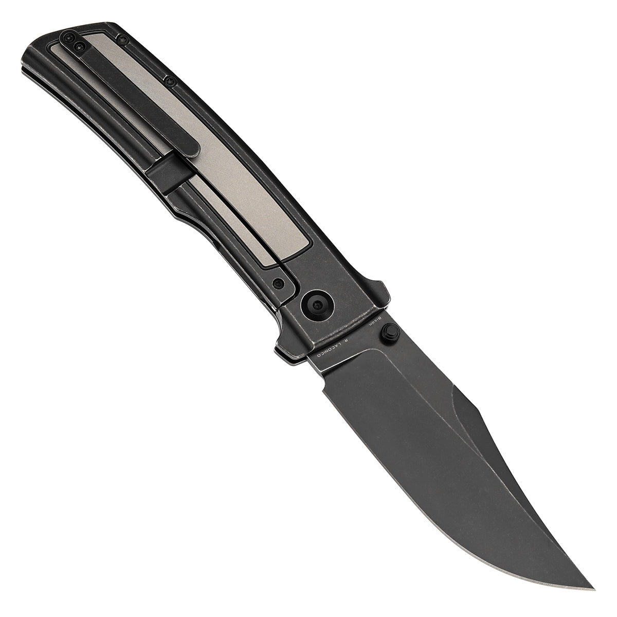 Kansept Bison K1108B1 open position showing CPM S35VN clip point blade