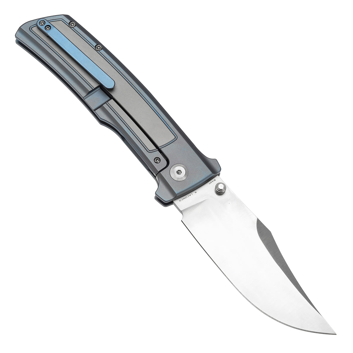 Kansept Bison K1108B2 open position showing CPM S35VN clip point blade