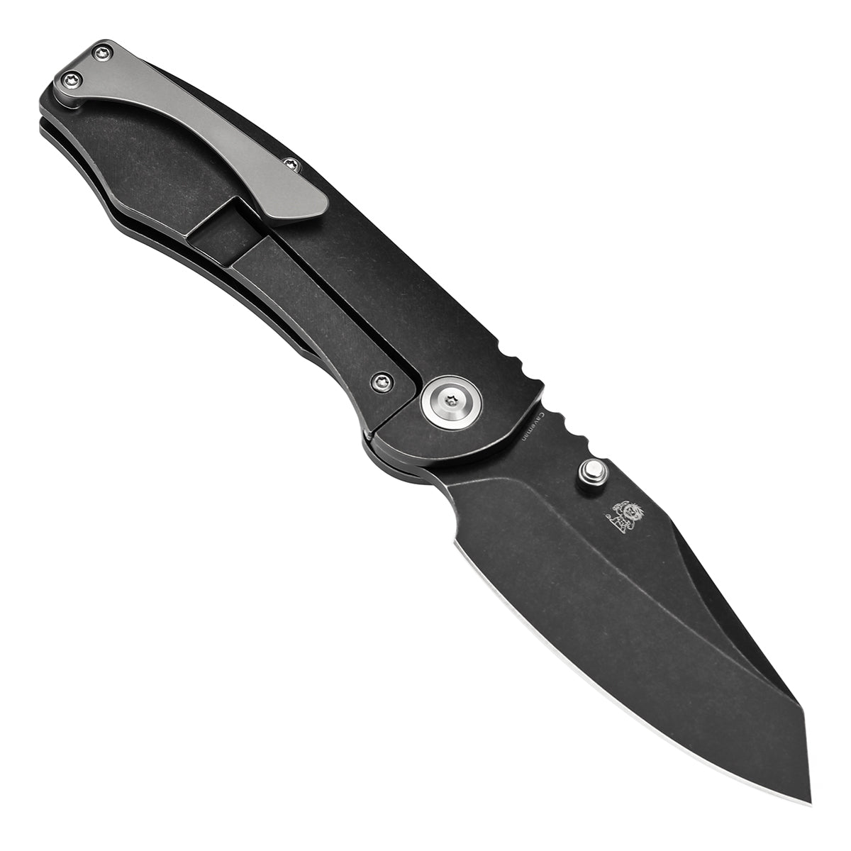 Kansept Caveman K1110A2 open position showing CPM 20CV tanto blade