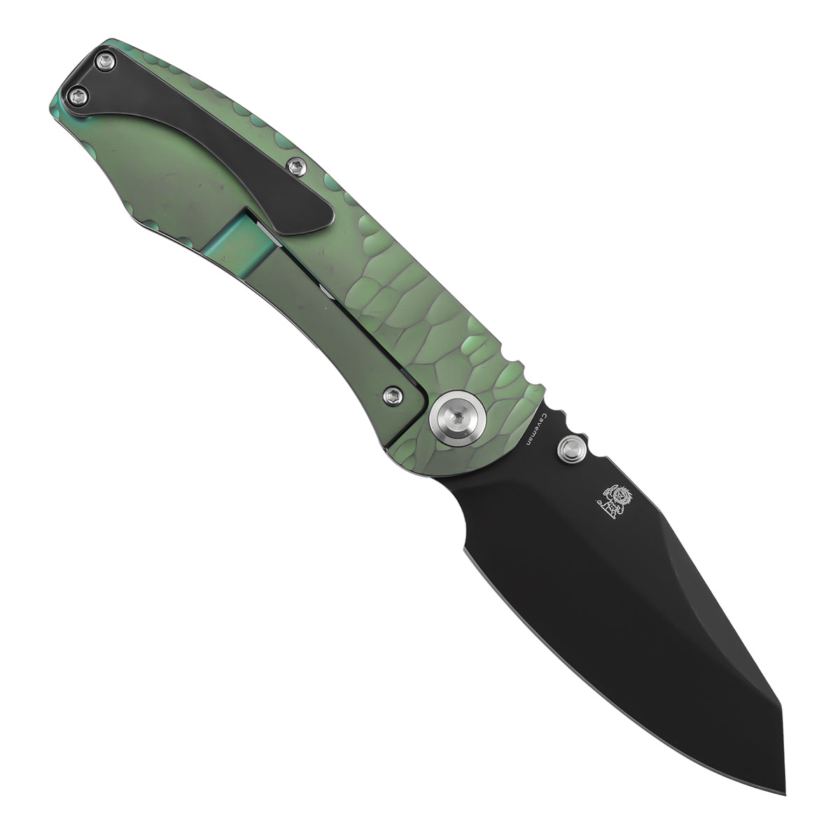 Kansept Caveman K1110A3 open position showing CPM 20CV tanto blade