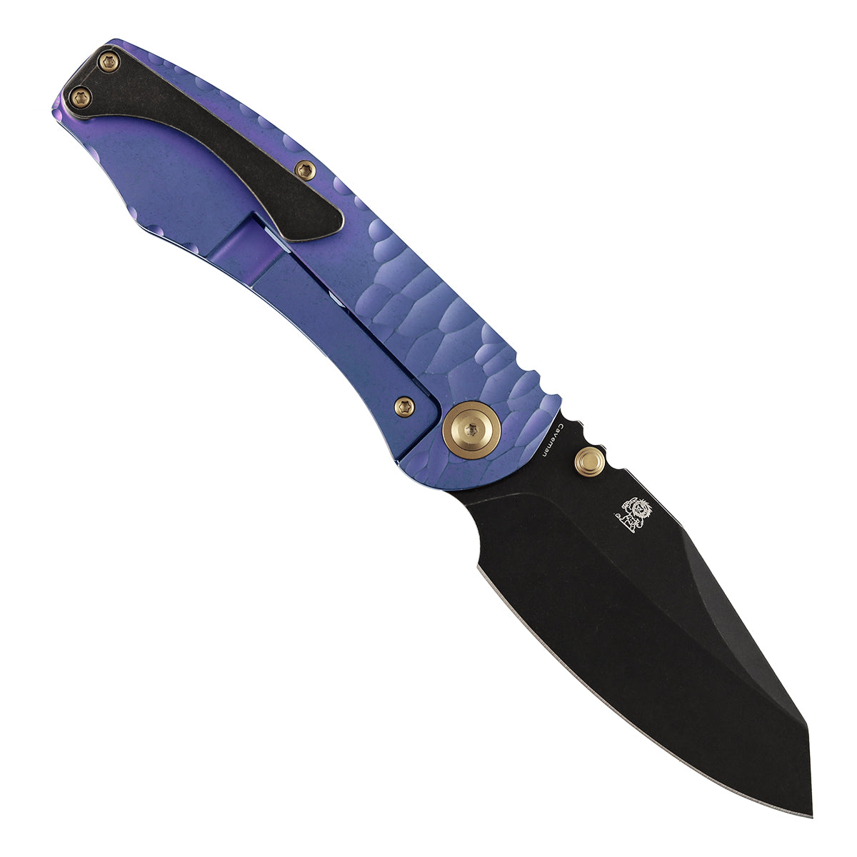 Kansept Caveman K1110A4 open position showing CPM 20CV tanto blade