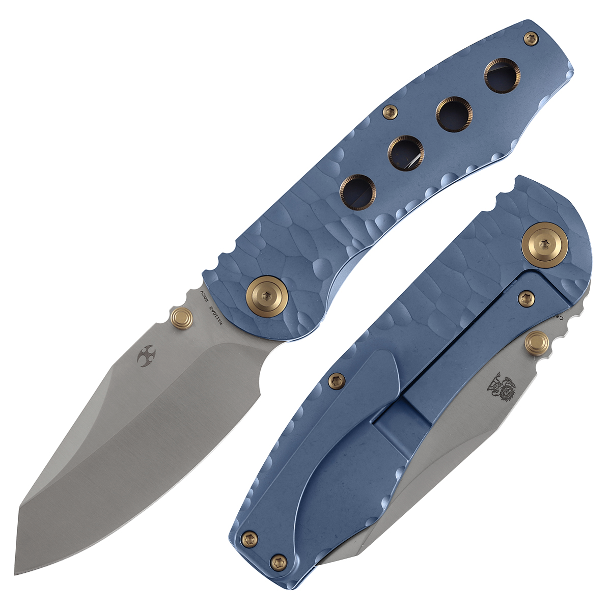 Kansept Caveman K1110A5 front view – 3.57" satin CPM 20CV tanto folding knife