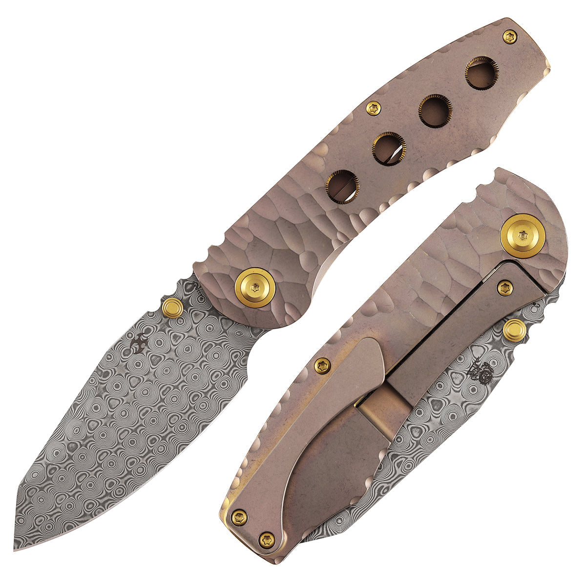 Kansept Caveman K1110A6 front view – 3.57" Damascus tanto folding knife
