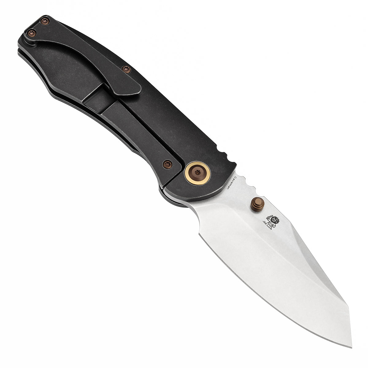 Kansept Caveman K1110B1 open position showing CPM 20CV tanto blade