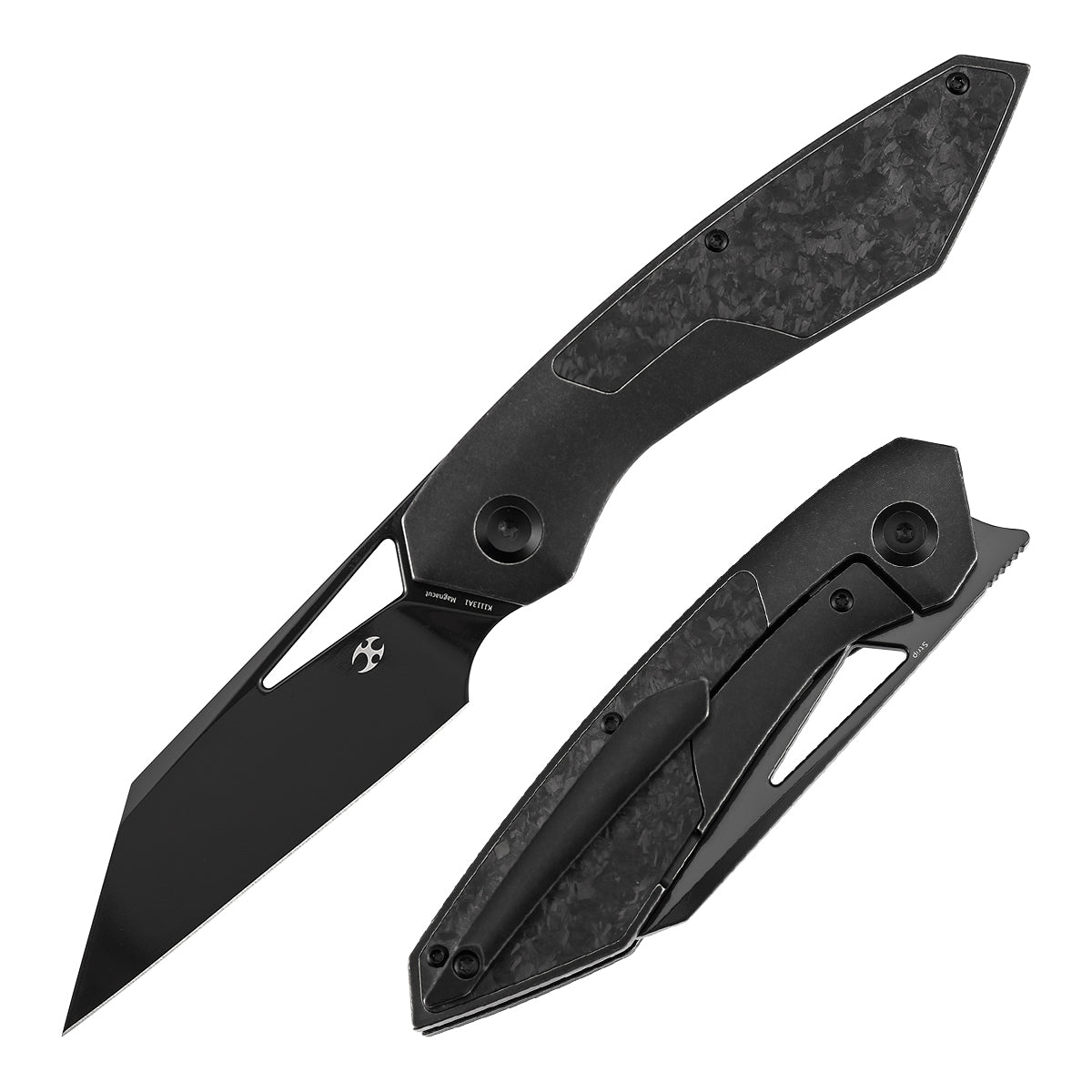 Kansept Strip K1113A1 front view – 3.4" Mirror DLC MagnaCut Wharncliffe folding knife