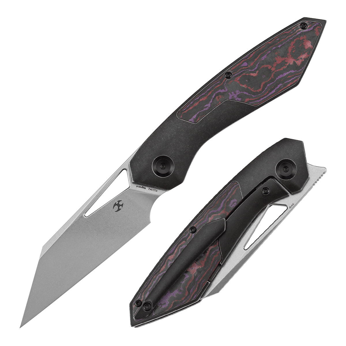 Kansept Strip K1113A2 front view – 3.4" Stonewashed MagnaCut Wharncliffe folding knife