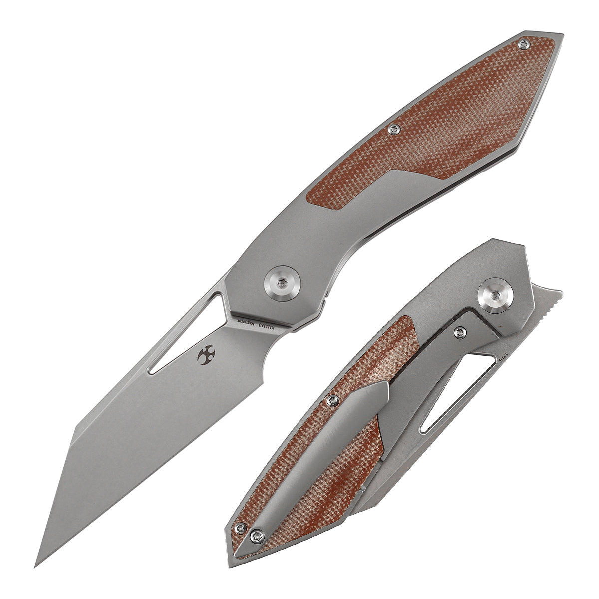 Kansept Strip K1113A3 front view – 3.4" Stonewashed MagnaCut Wharncliffe folding knife