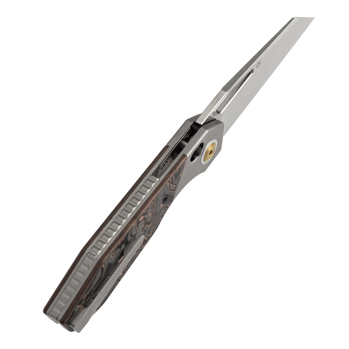 Kansept QTRO K1118VA1 beadblasted titanium copper carbon fiber handle scales