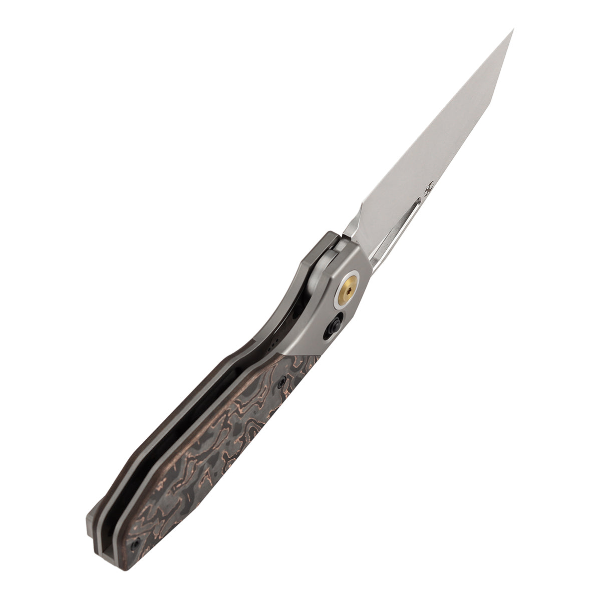 Kansept QTRO K1118VA1 blade detail – stonewashed Elmax wharncliffe