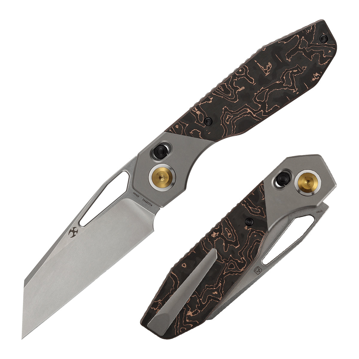 Kansept QTRO K1118VA1 front view – 3.59" stonewashed Elmax wharncliffe folding knife