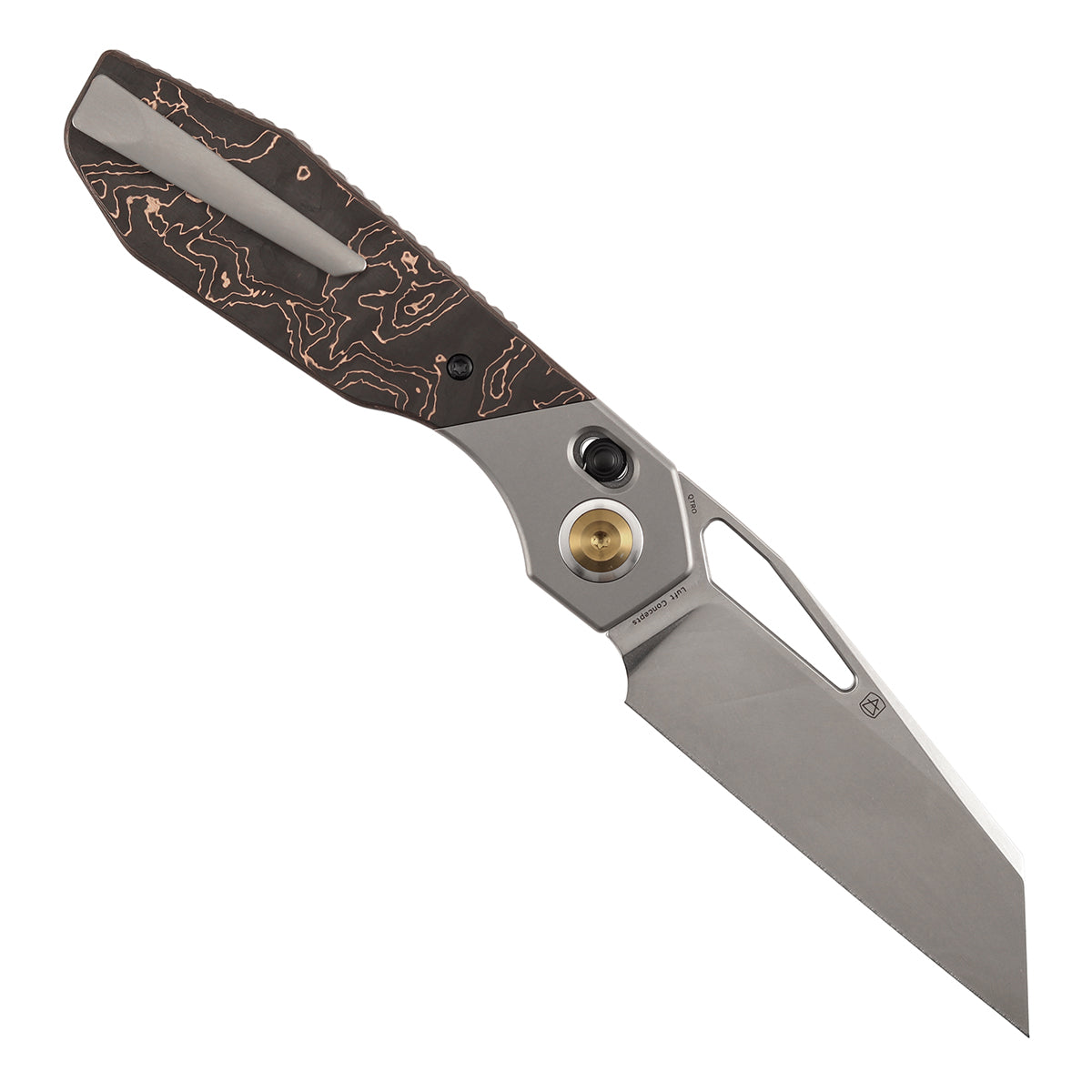 Kansept QTRO K1118VA1 open position showing Elmax wharncliffe blade