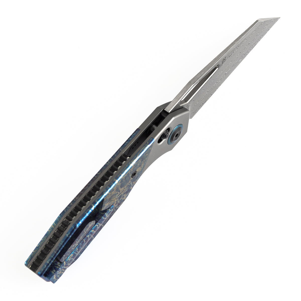 Kansept QTRO K1118VA2 stonewashed titanium lightning strike Ti inlay handle scales