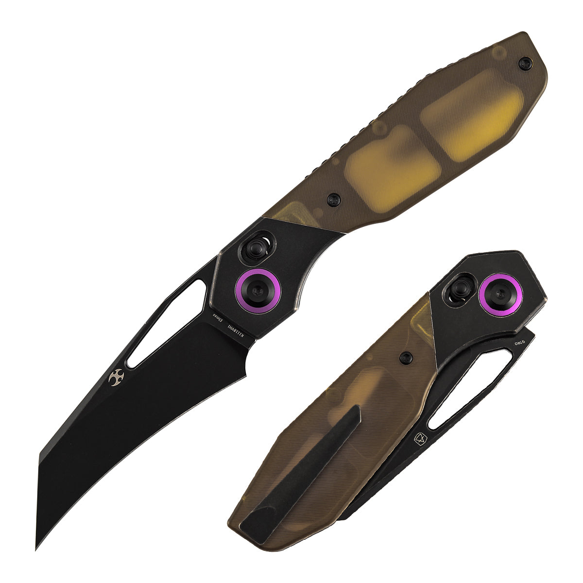 Kansept QTRO K1118VH1 front view – 3.59" blackwash Elmax wharncliffe folding knife