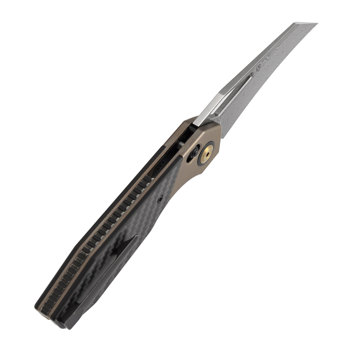 Kansept QTRO K1118VH2 bronze anodized titanium twill carbon fiber G10 handle scales