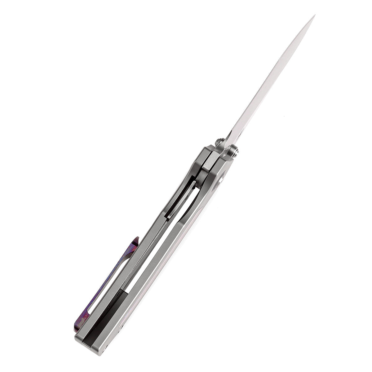 Kansept Fermi K1122A4 blade detail – stonewashed CPM 20CV recurved clip point