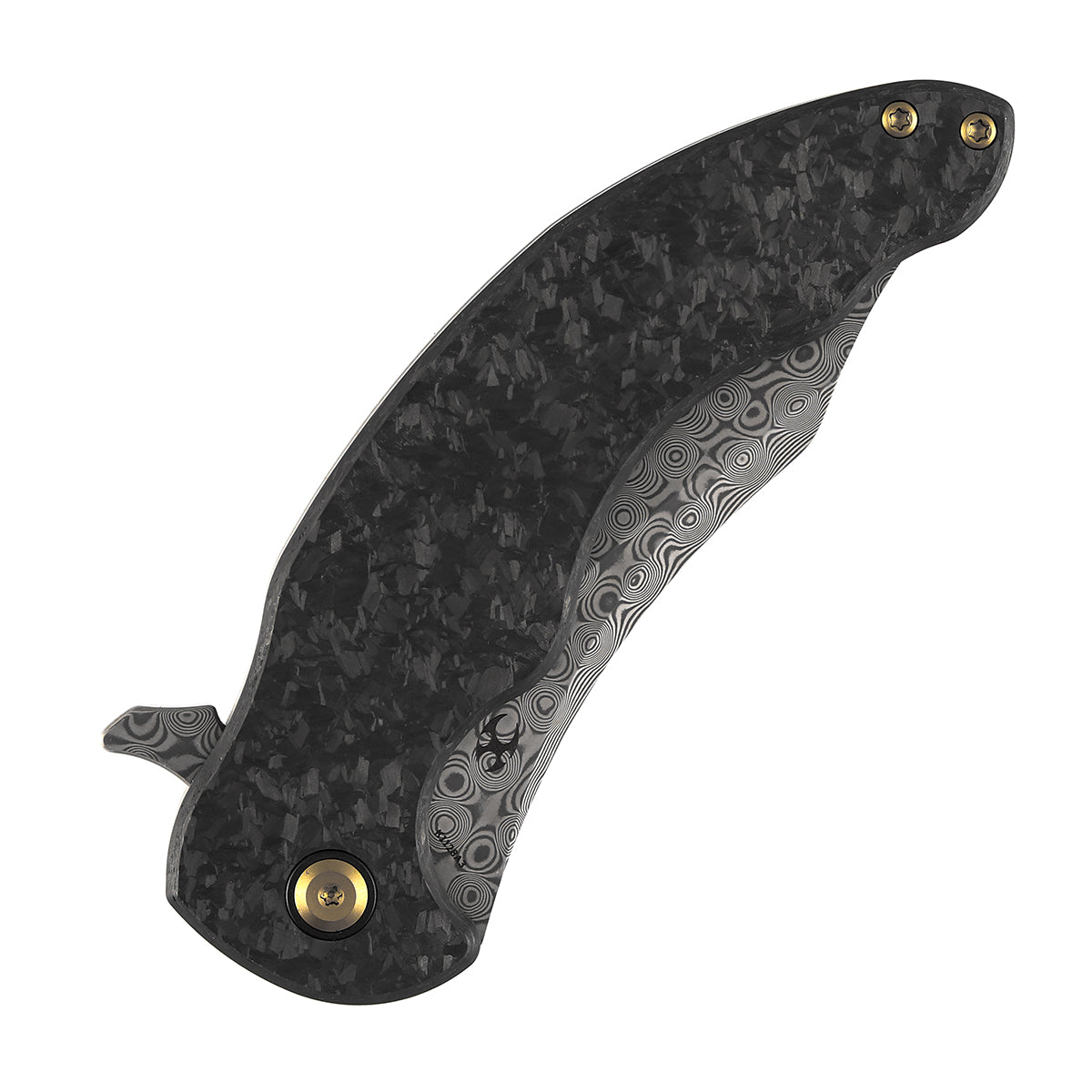 Kansept Gilgamesh K1128A3 shred carbon fiber and beadblasted titanium handle scales