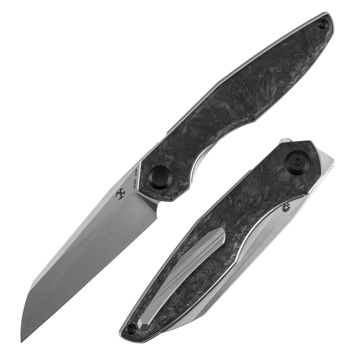 Kansept Halide K1136A1 front view – 3.2" stonewashed CPM S35VN reverse tanto folding knife