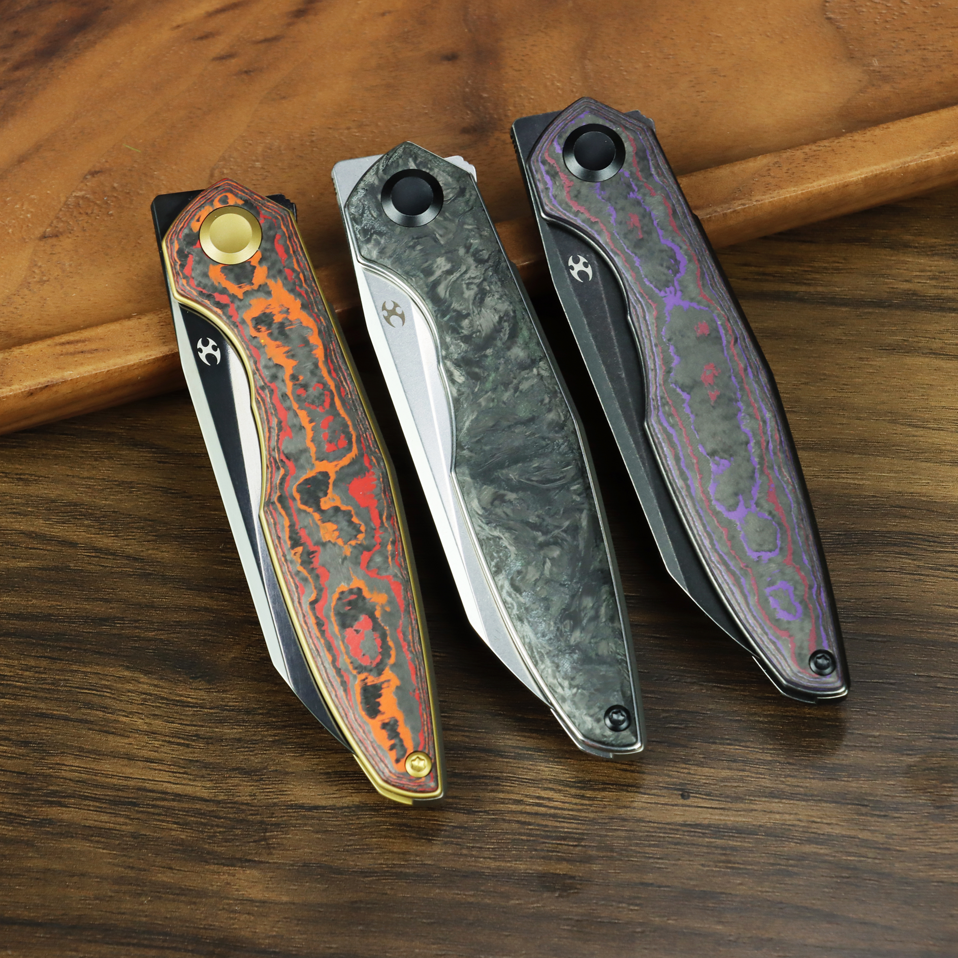 Kansept Halide K1136A3 open position showing CPM S35VN reverse tanto blade