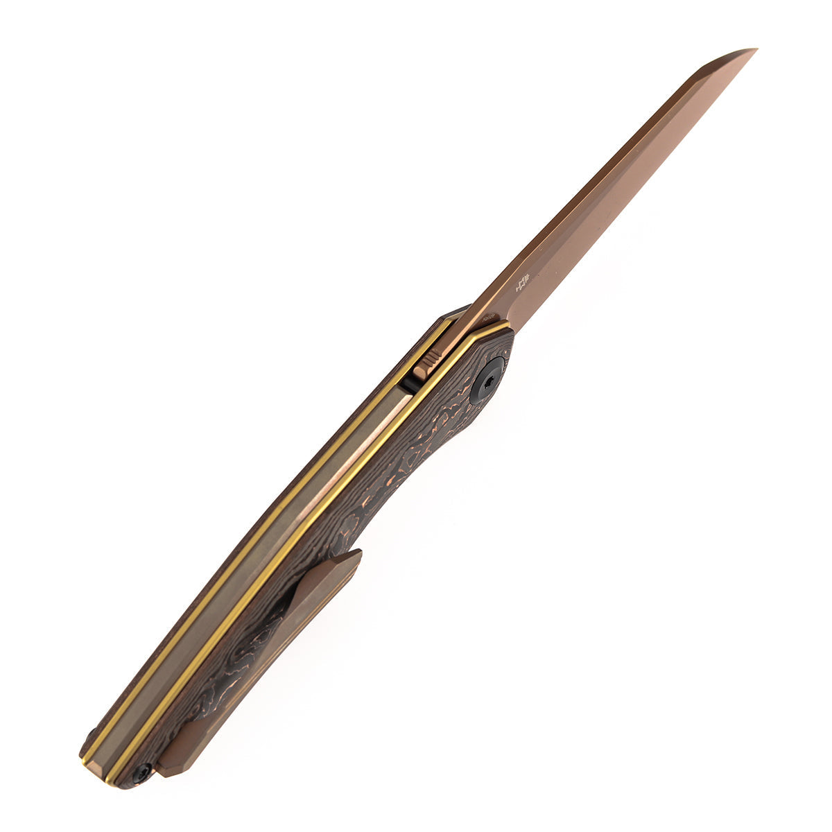 Kansept Halide K1136A5 blade detail – rose gold coated CPM S35VN reverse tanto