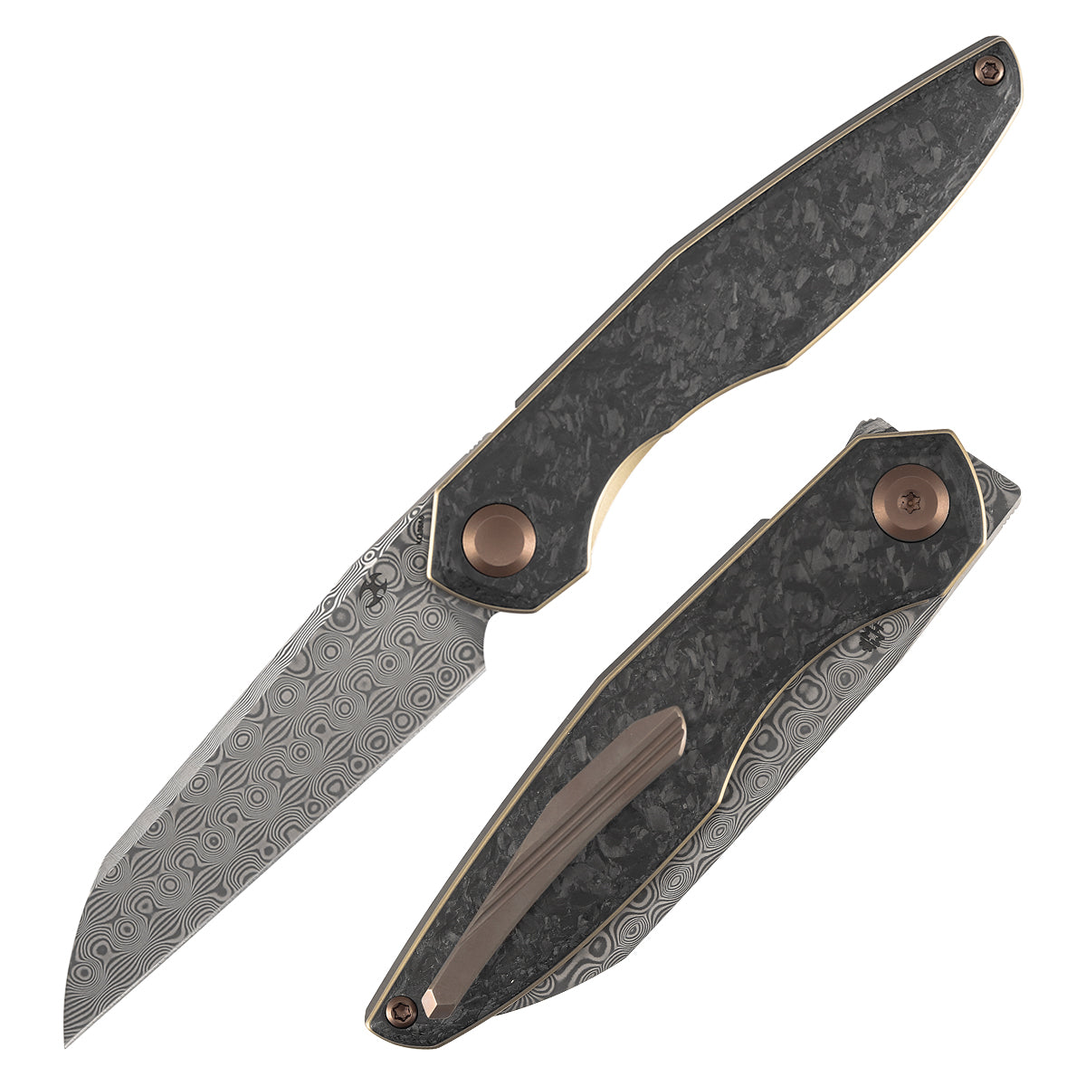 Kansept Halide K1136A6 front view – 3.2" Damascus reverse tanto folding knife