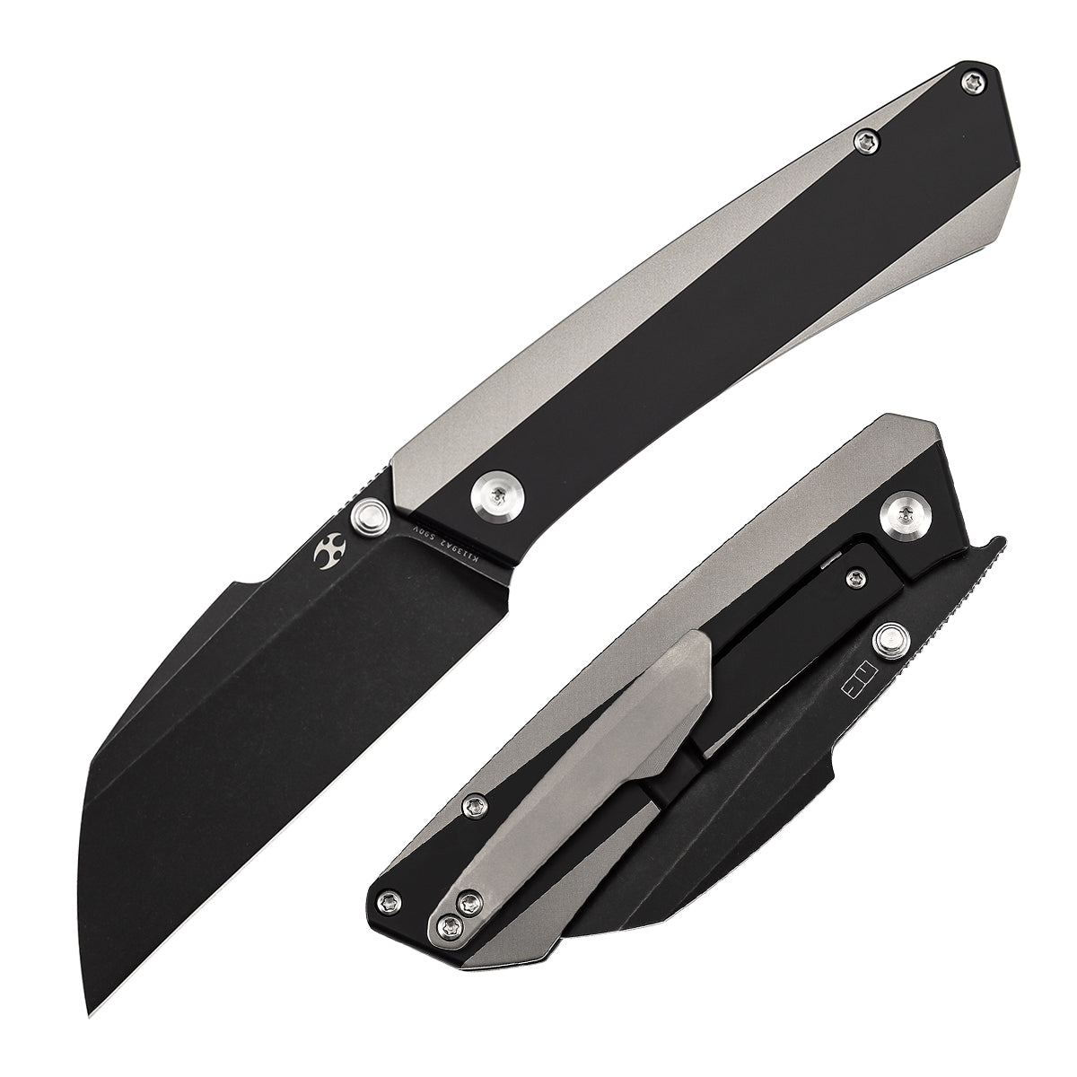 Kansept Contra K1139A2 front view – 3.25" Blackwash CPM S90V Sheepsfoot folding knife