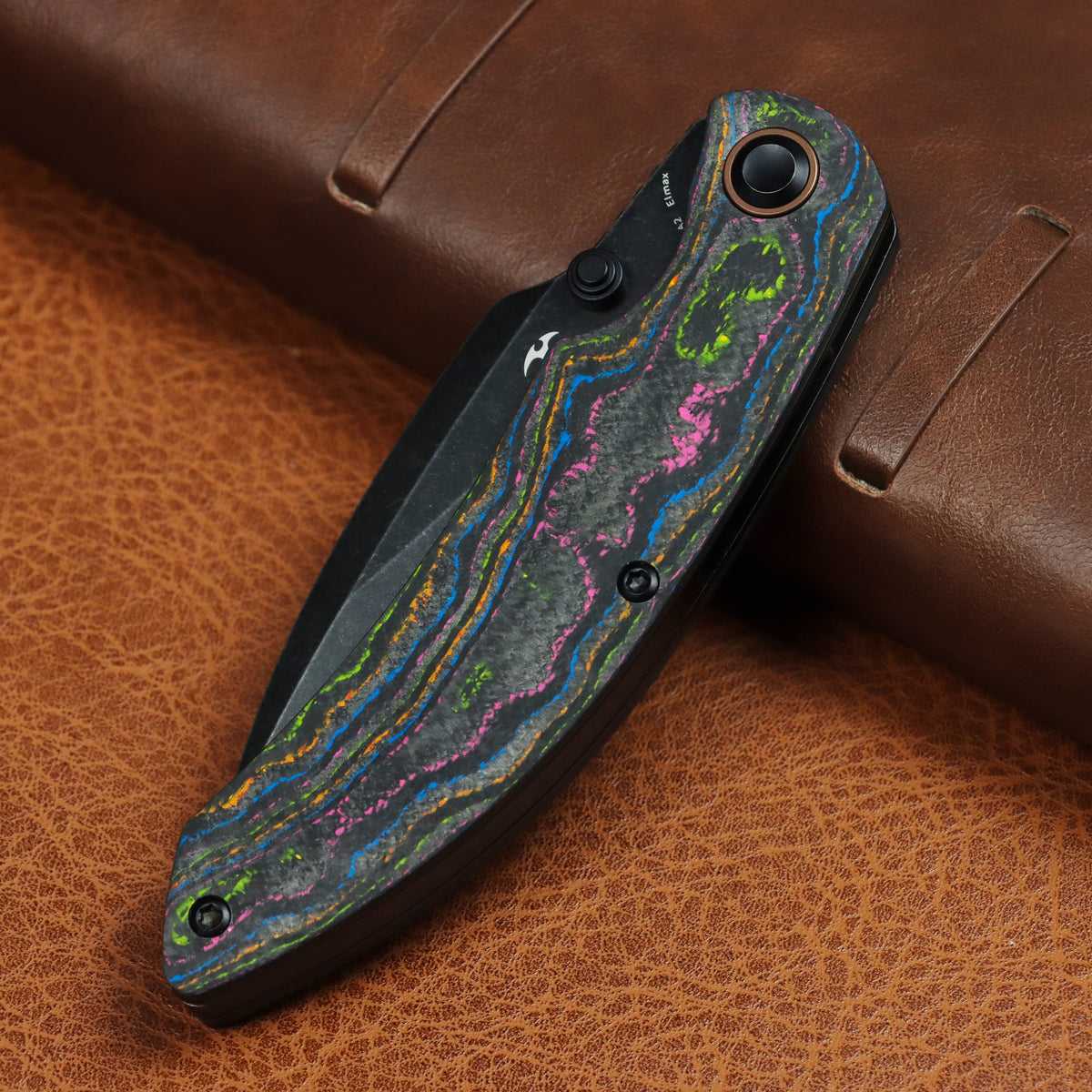 Kansept Falk K1142A2 blade detail – Blackwash Elmax Drop Point