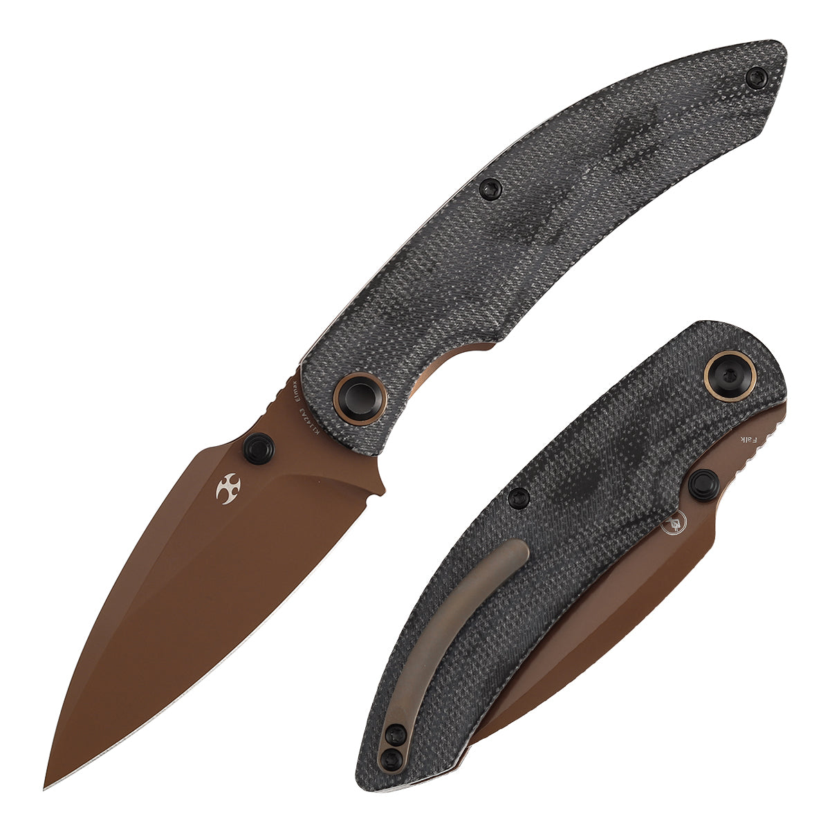 Kansept Falk K1142A3 front view – 3.31" Rose Gold Elmax Drop Point folding knife