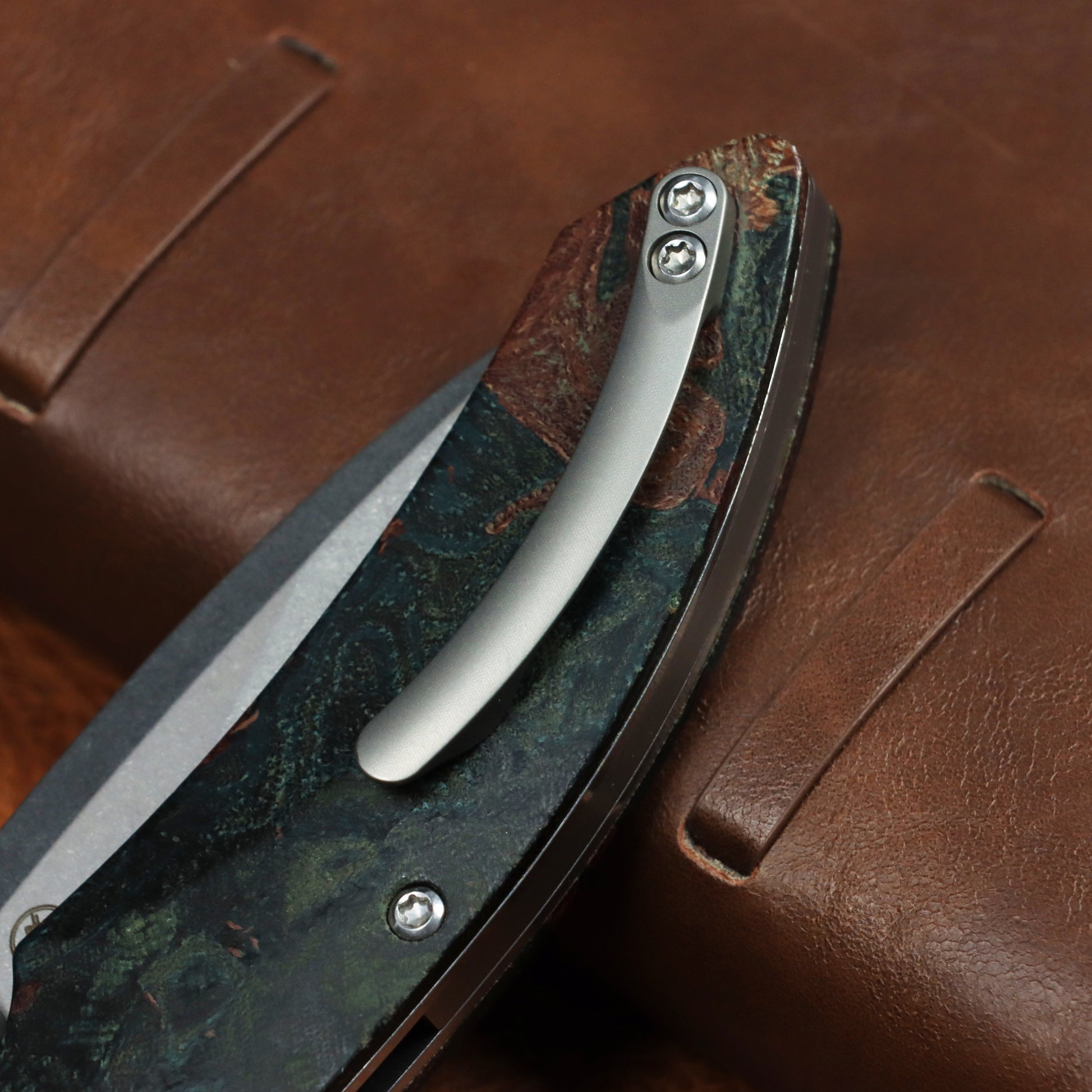 Kansept Falk K1142A4 blade detail – Stonewashed Elmax Drop Point