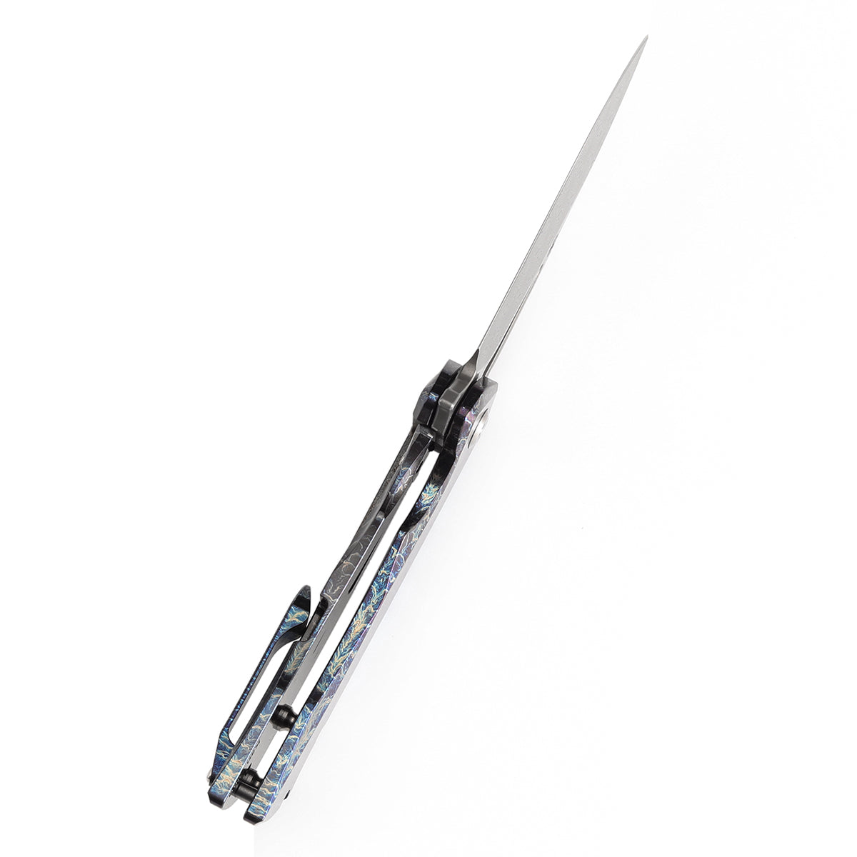 Kansept Mini Kryo K2001S2 blade detail – Damascus drop point