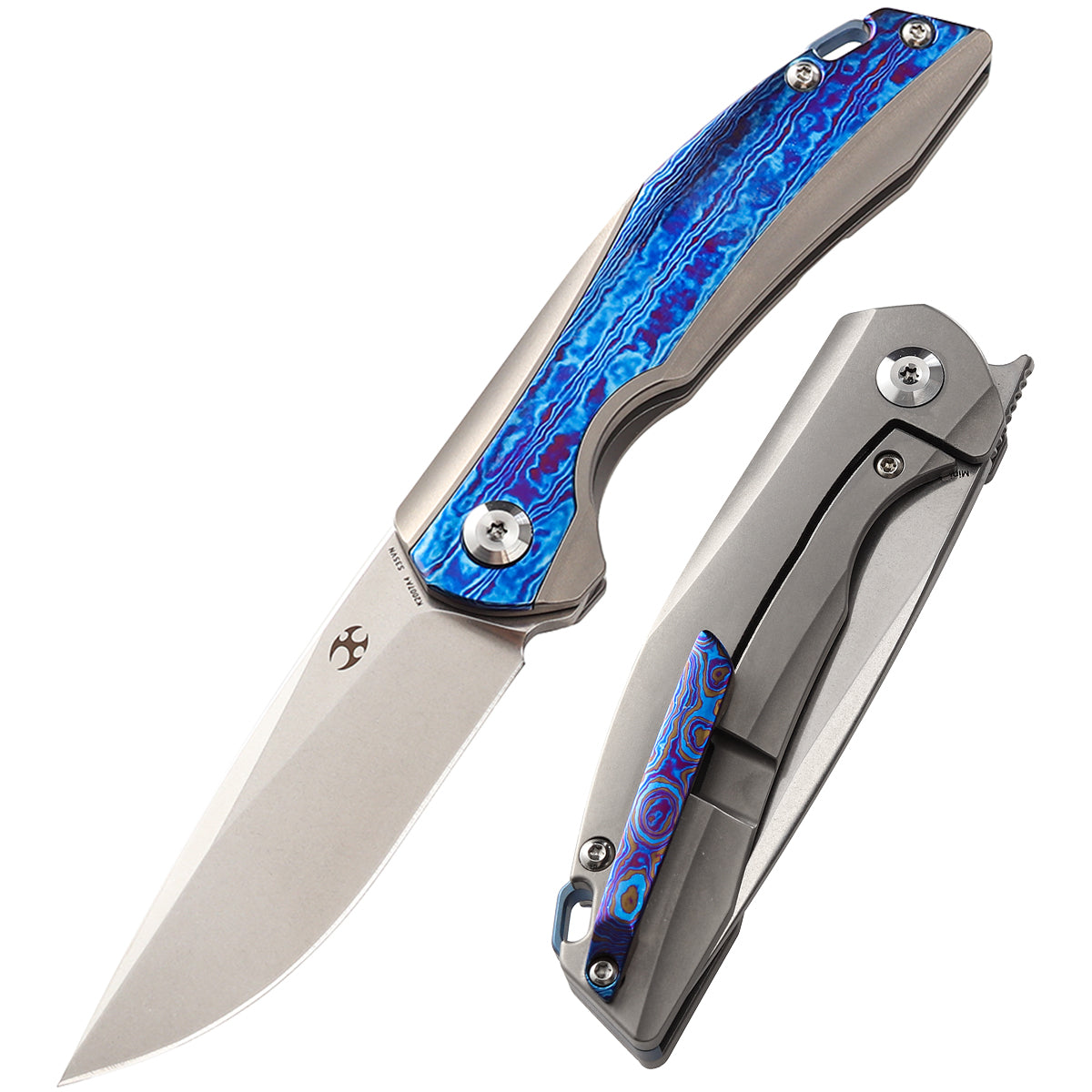 Kansept Mini Accipiter K2007A4 front view – 2.9" stonewashed CPM-S35VN drop point folding knife