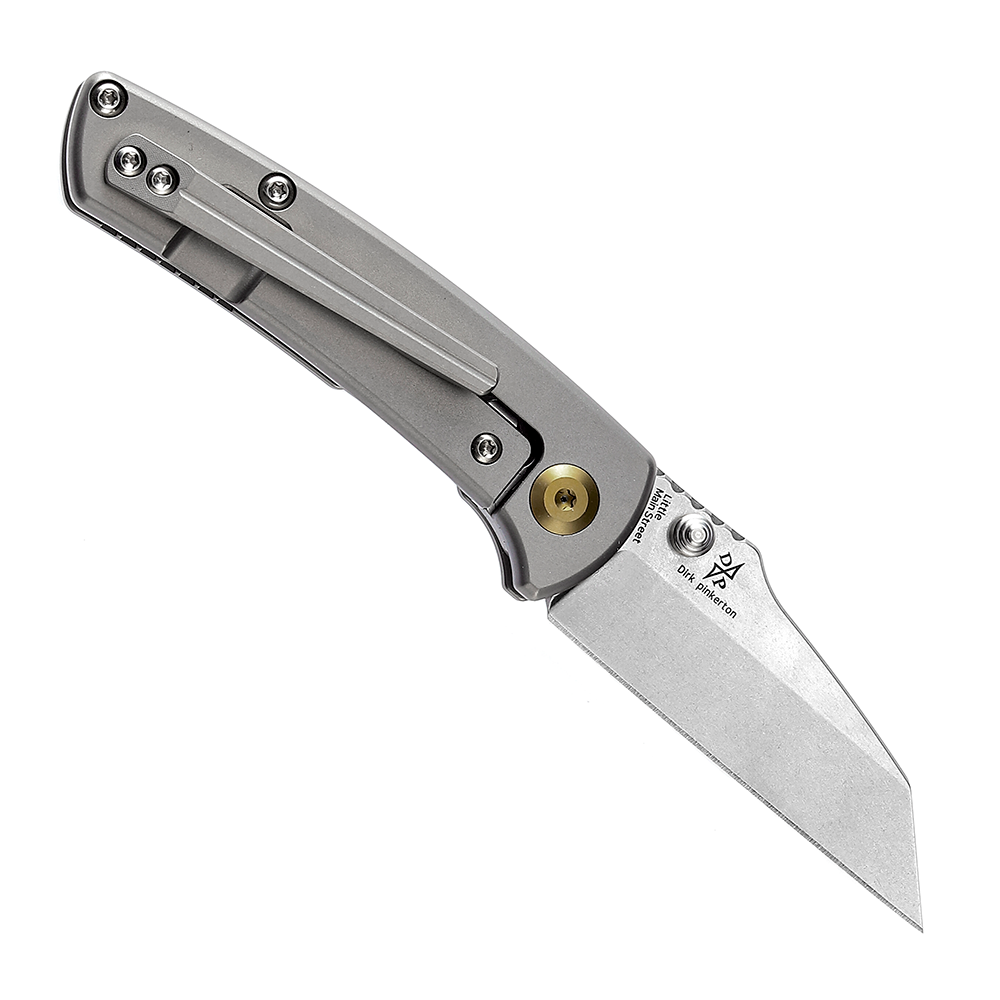 Kansept Little Main Street K2015A1 open position showing CPM-S35VN reverse tanto blade