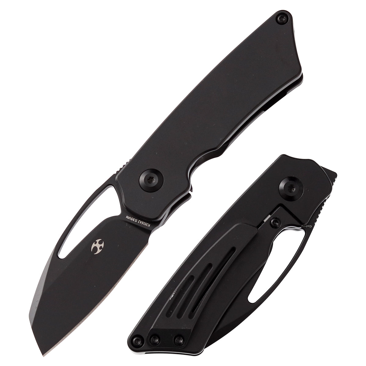 Kansept Goblin K2016A2 front view – 2.18" black coated CPM-S35VN drop point folding knife