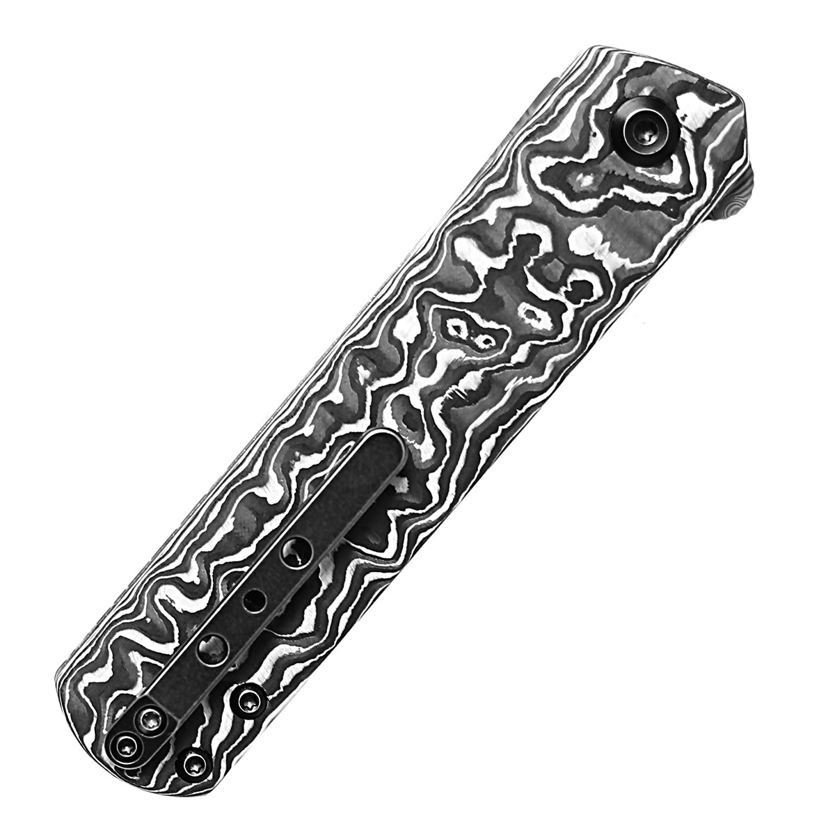 Kansept Foosa K2020T1 Black & White carbon fiber handle scales
