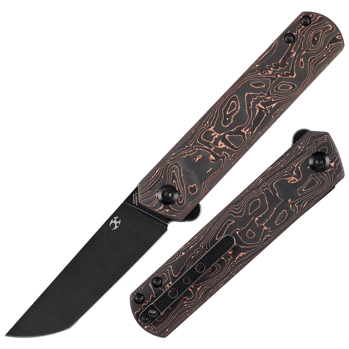 Kansept Foosa K2020T3 front view – 3.06" satin CPM-S35VN tanto folding knife