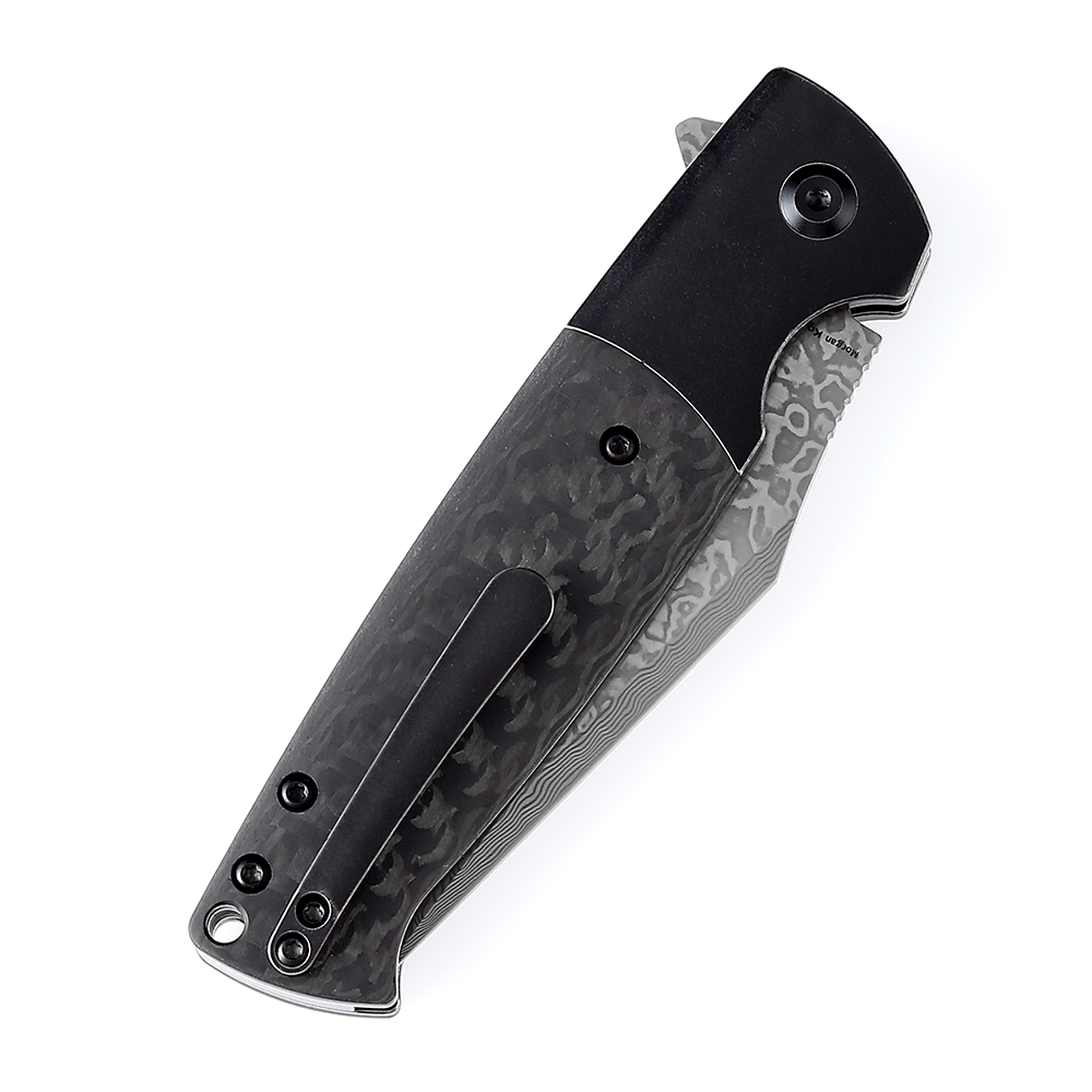 Kansept Shikari SBL K2027D1 black titanium and twill carbon fiber handle scales