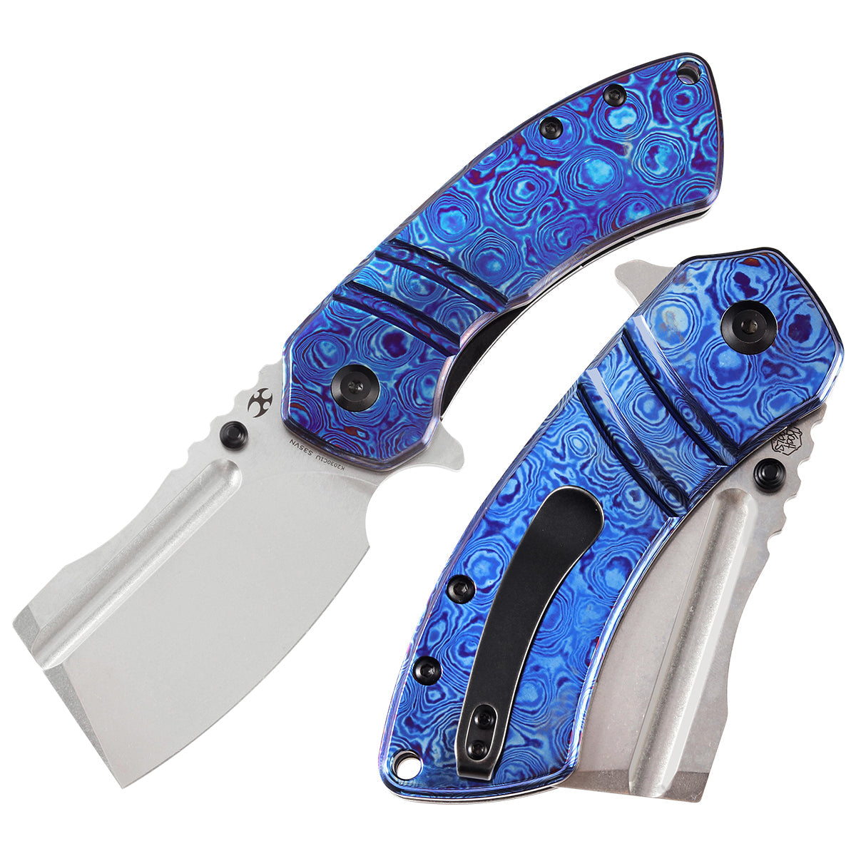 Kansept M+ Korvid K2030C1U front view – 3.07" stonewashed CPM S35VN cleaver folding knife
