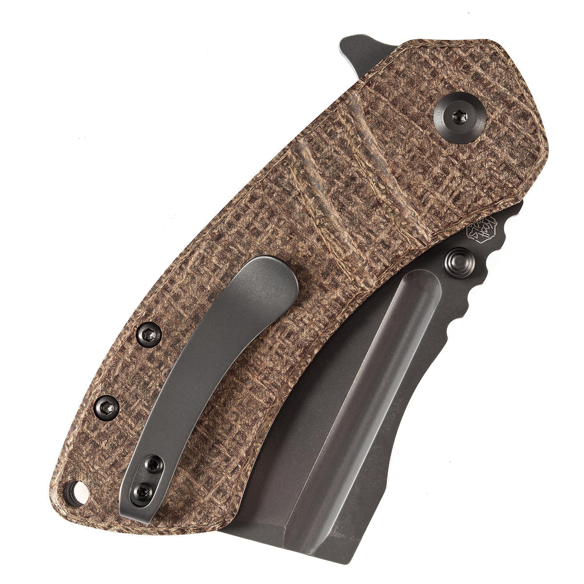 Kansept M+ Korvid K2030C4U blade detail – gray anodized stonewashed CPM S35VN cleaver
