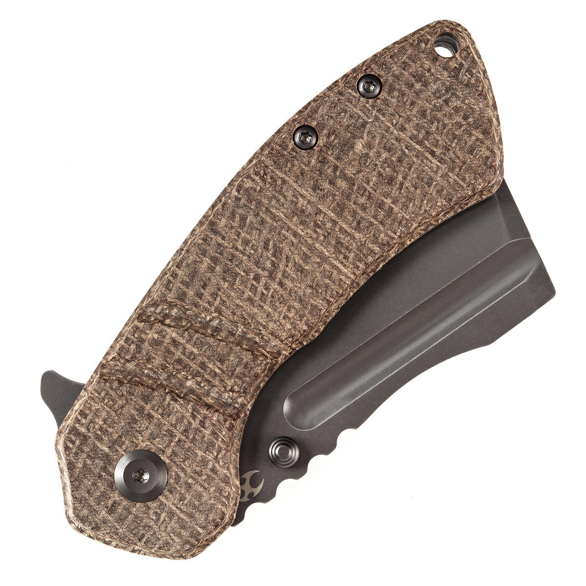 Kansept M+ Korvid K2030C4U burlap brown Micarta handle scales