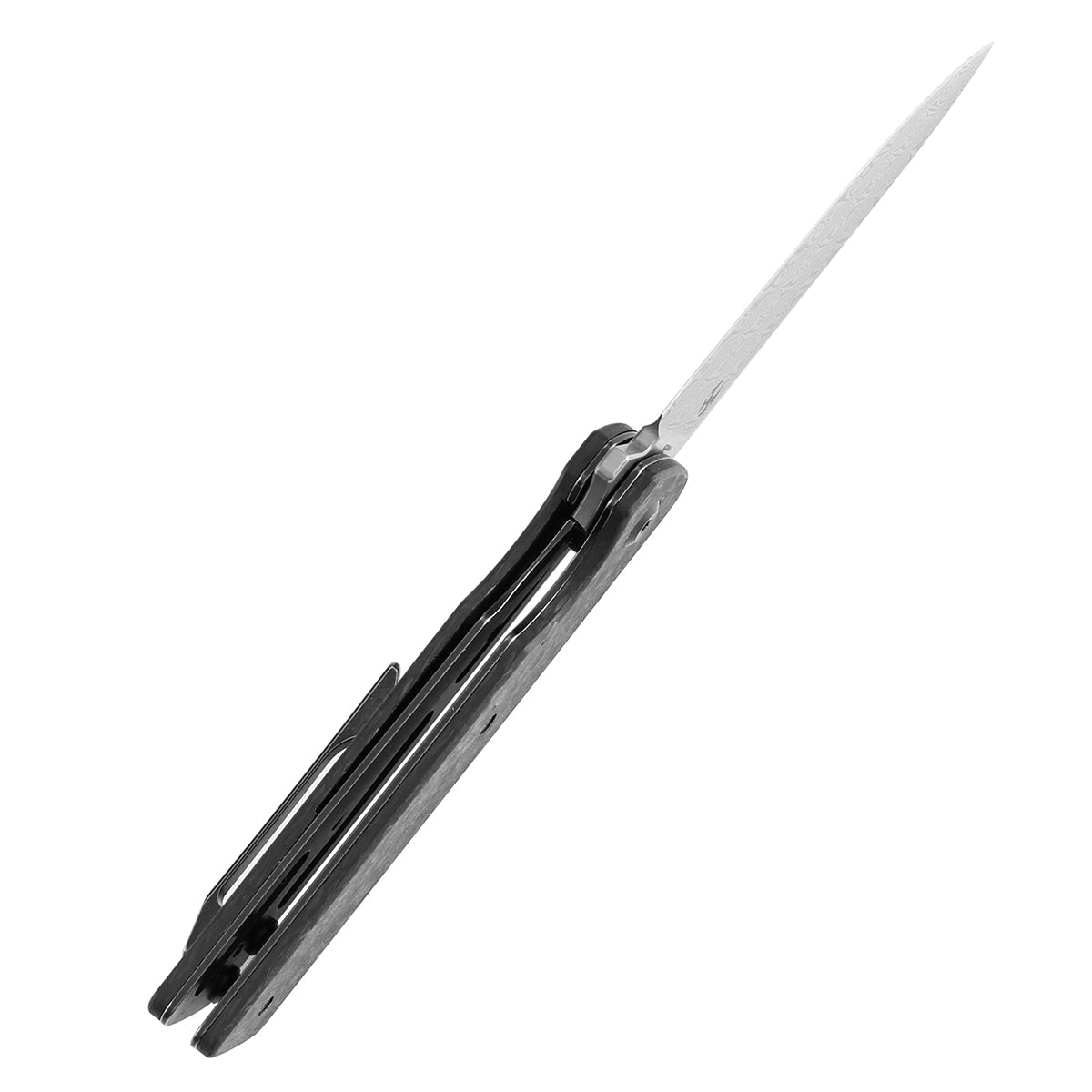 Kansept Anomaly K2038A6 blade detail – Damascus drop point